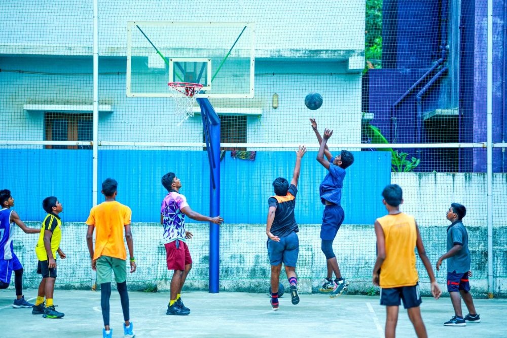 Children happily playing sports